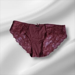 La Vie En Rose Burgundy Lace Bikini Panty